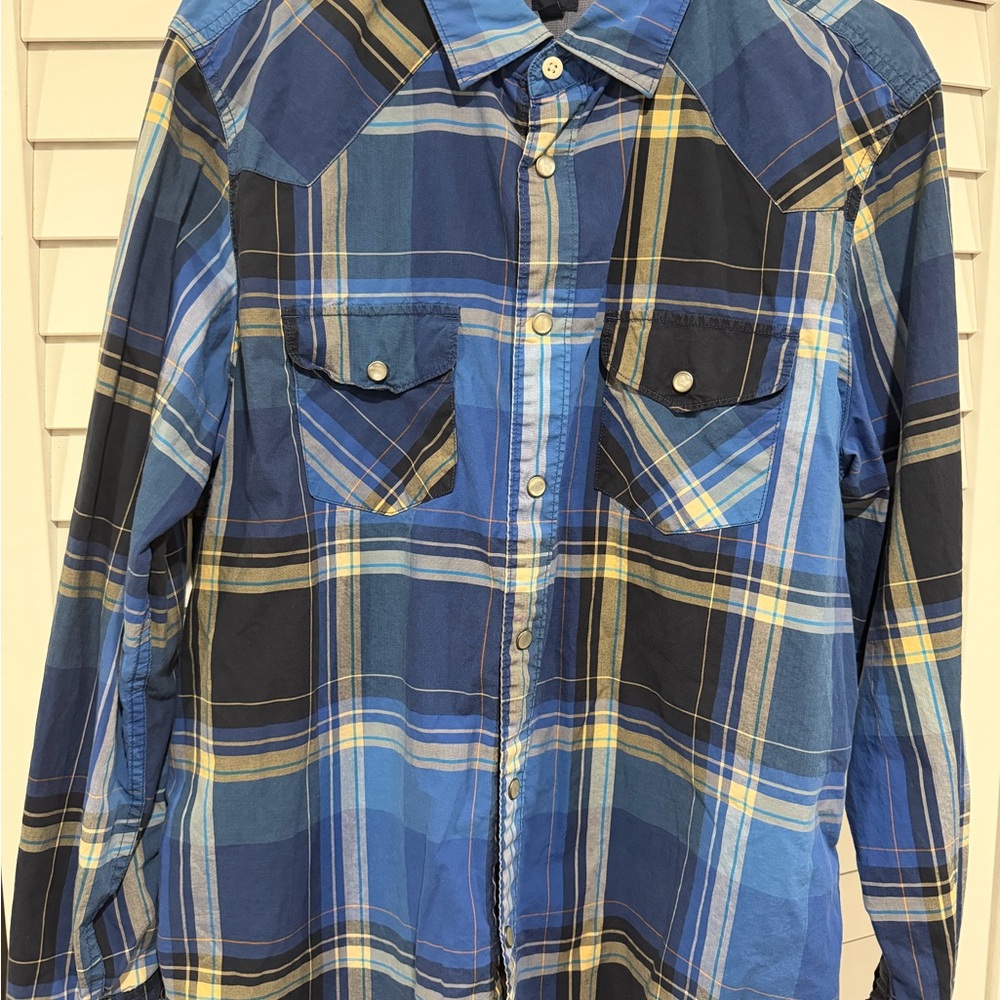 GAP Blue and White Plaid Casual Shirt